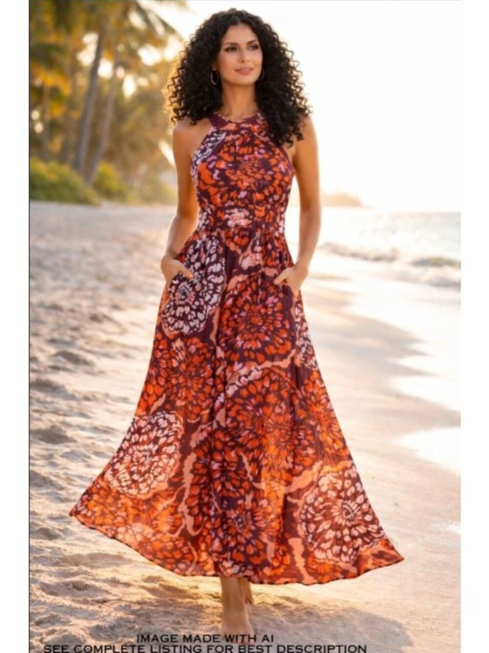 2009 American Eagle Silk Blend Maxi 6 Sundress Pockets Wedding Resort Martin Osa